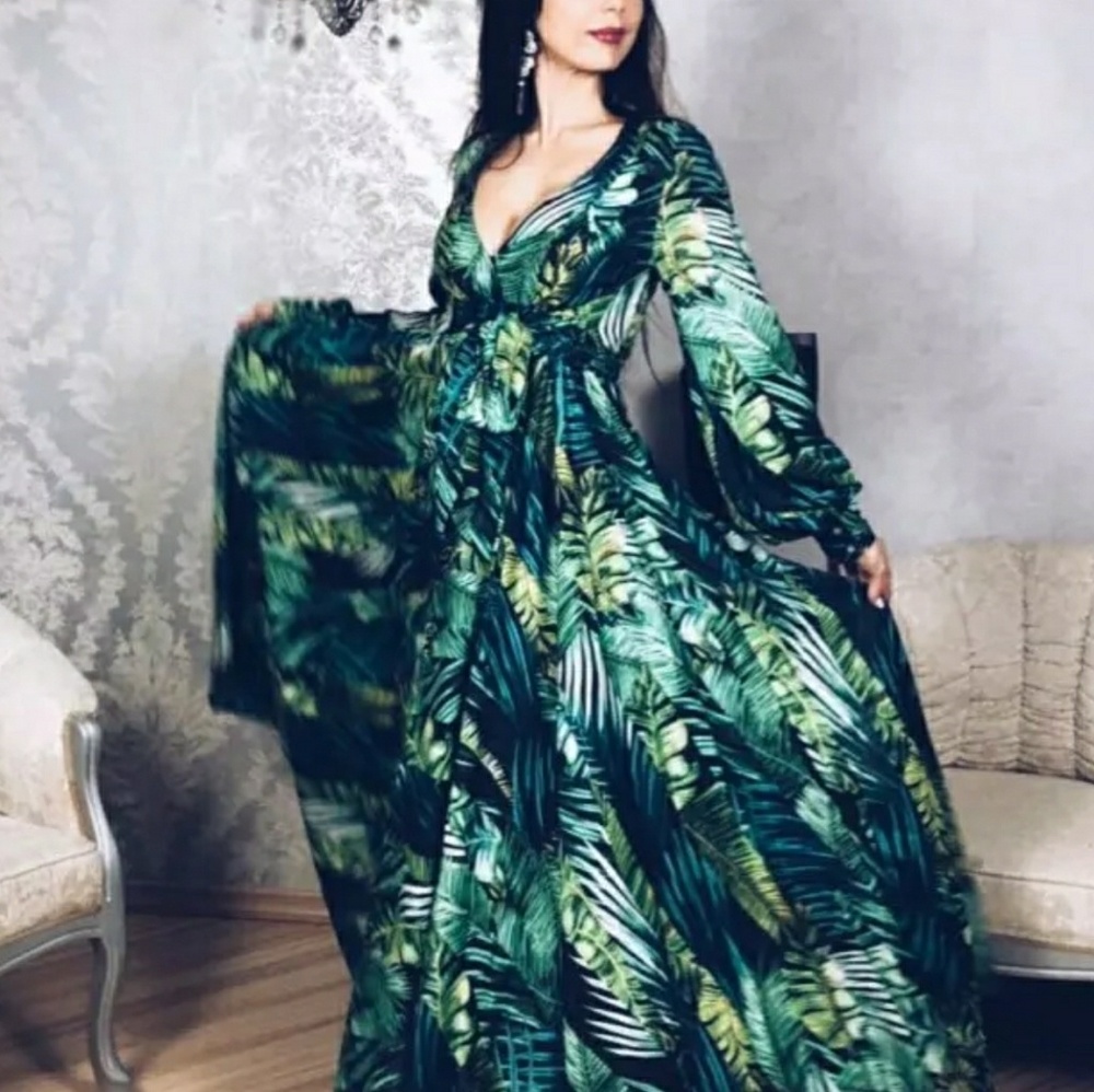 LOLA- Floral Chiffon Maxi Dress| Long Sleeve Maxi - Picture 6 of 6
